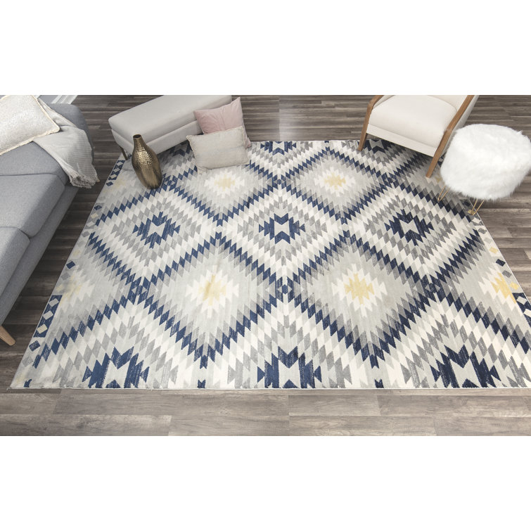 Langley Street Kari Power Loom Blue/Grey Rug & Reviews Wayfair.co.uk